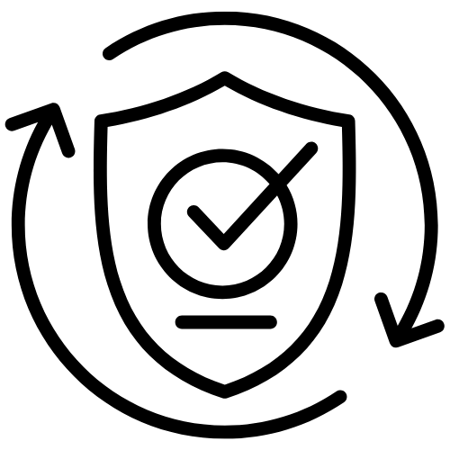 Icon of a badge with an approval checkmark.